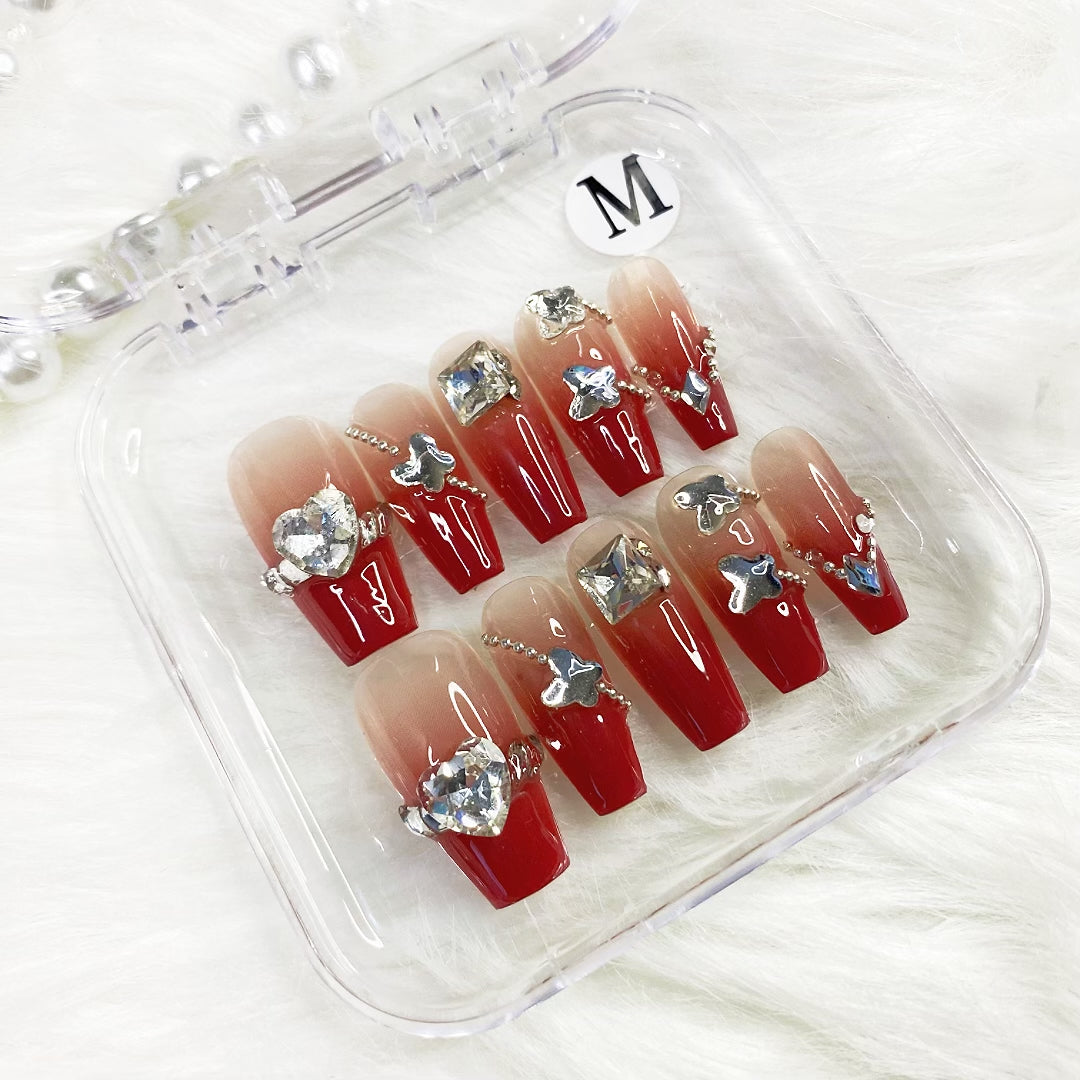 Gradient color chain press on NAILS