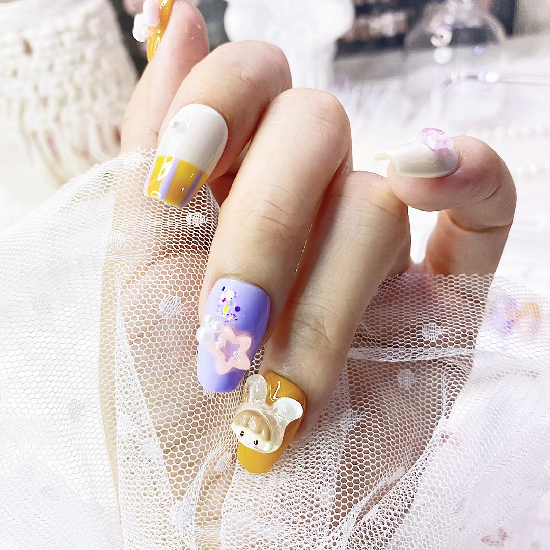 Ice Cream Girl Press On Nails, New Design Nail Art, Fake Nail for Birthday, Holiday Nail, Gift For Her
