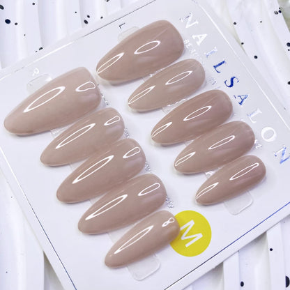 Handmade Gel Press-On Nails | Simple Everyday Nude Almond Shape False Nails
