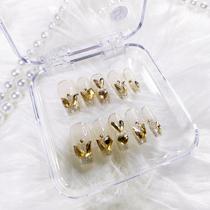 Nude Rabbit Diamond press on nails