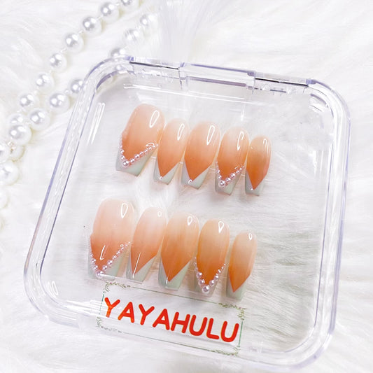 pink pearl french press on nails