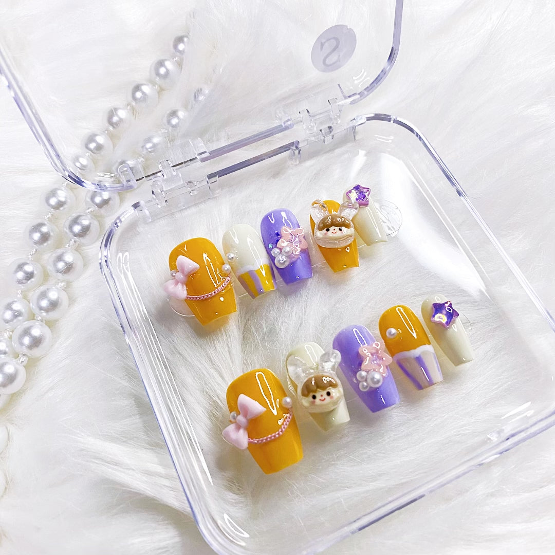 Ice Cream Girl Press On Nails, New Design Nail Art, Fake Nail for Birthday, Holiday Nail, Gift For Her