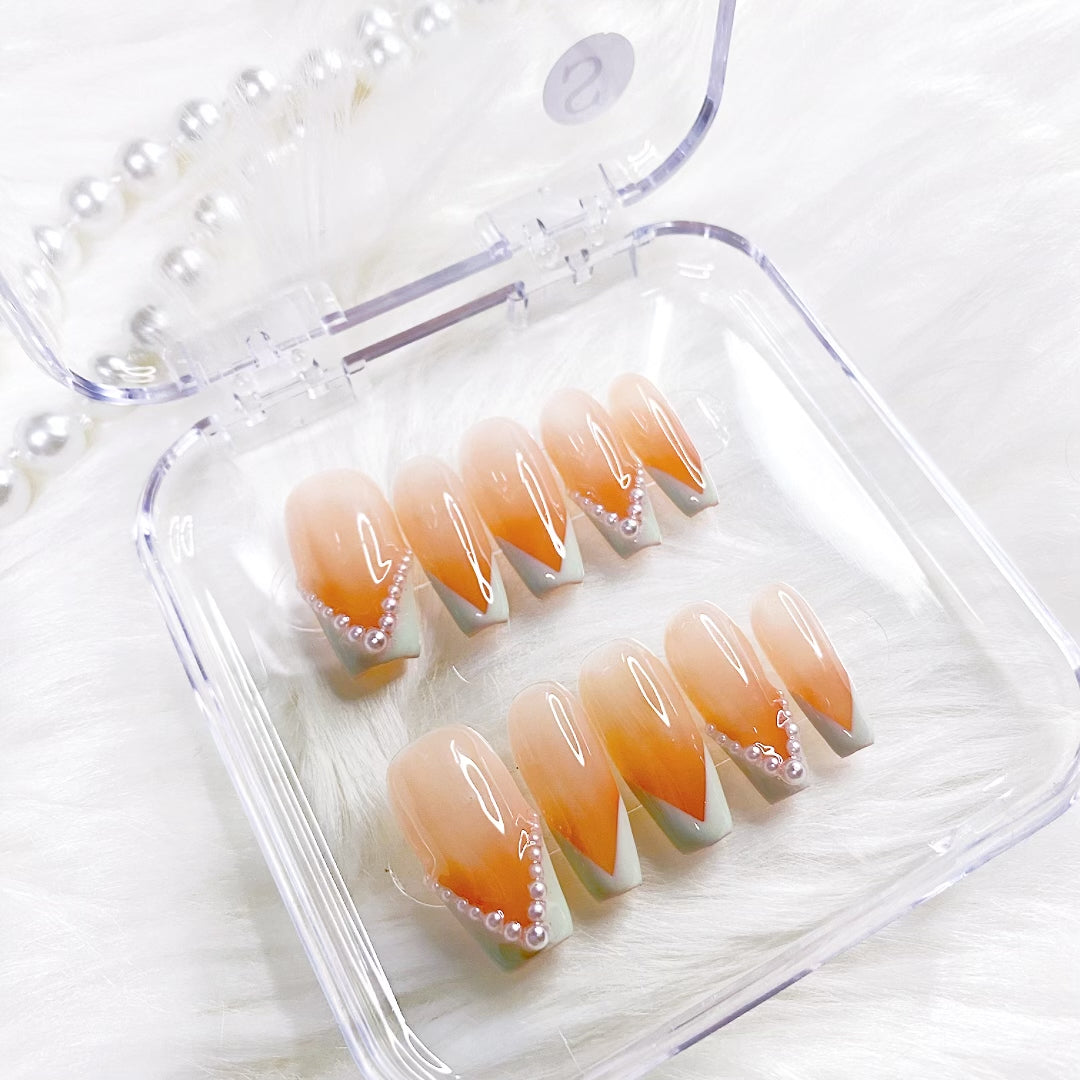 pink pearl french press on nails