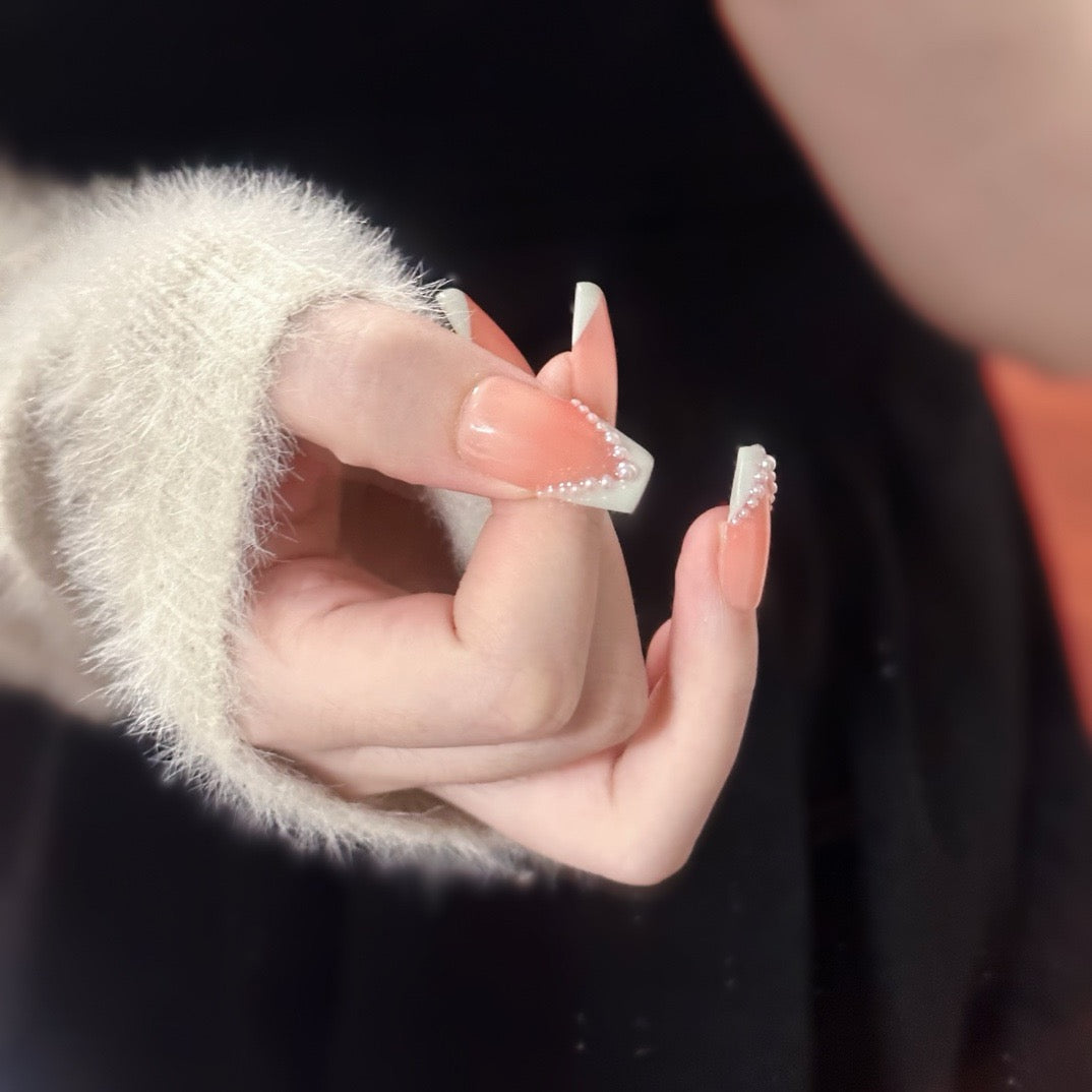 pink pearl french press on nails