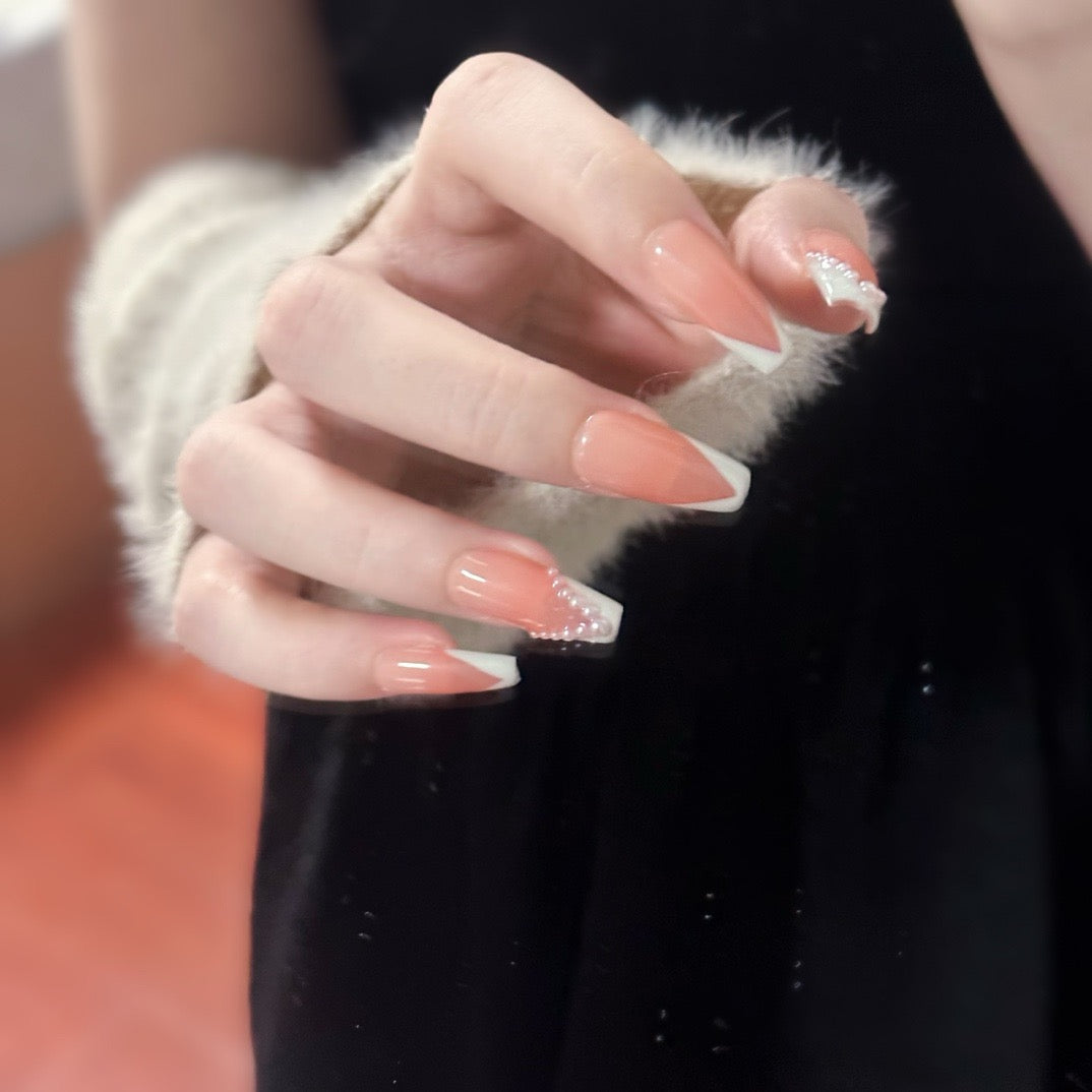 pink pearl french press on nails