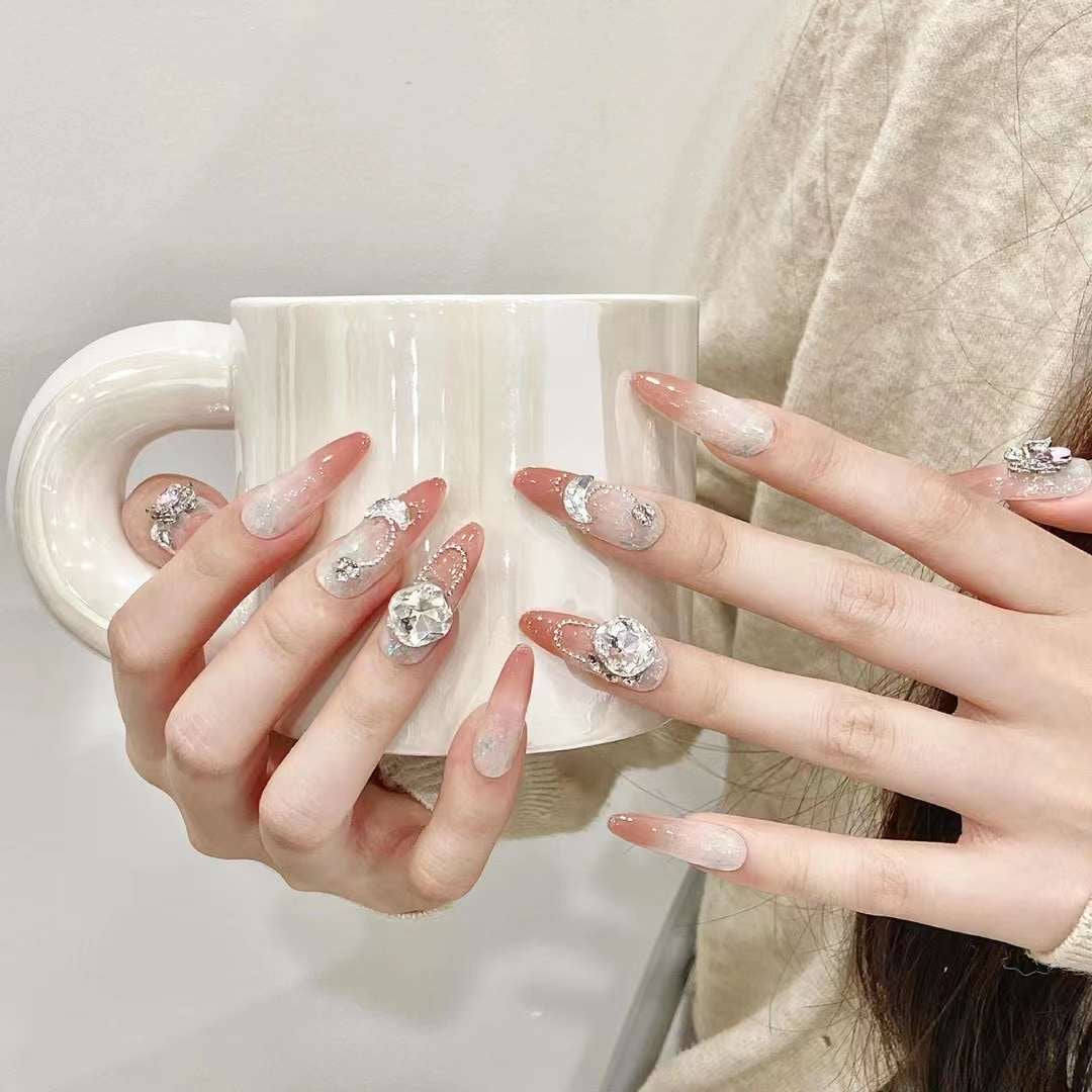 Almond Maillard Blush press on nails
