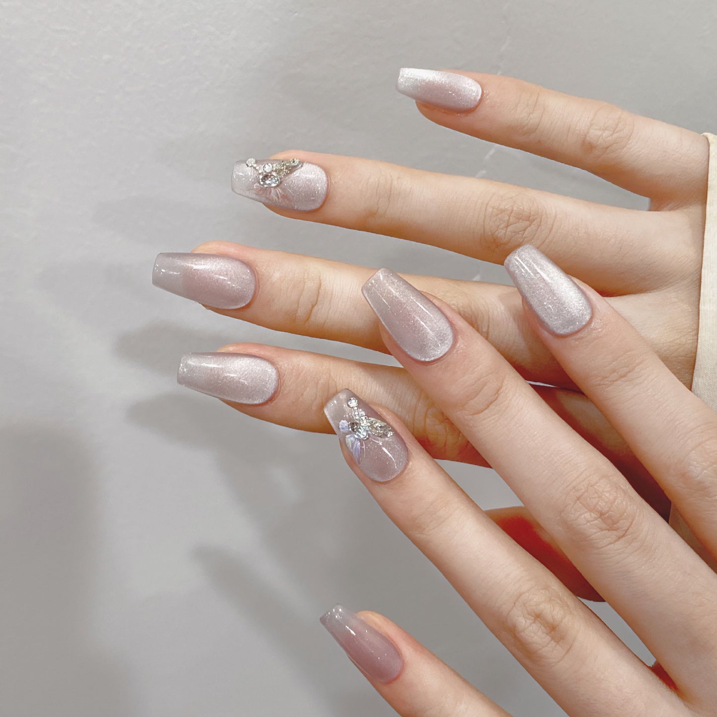 Nude magnetic powder press on nails