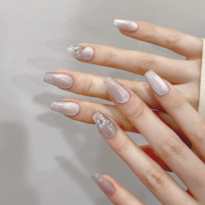 Nude magnetic powder press on nails