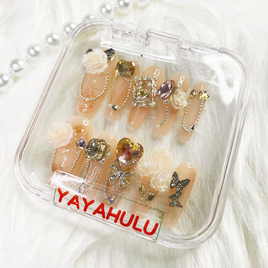 Garden full of spring scenery press on nails