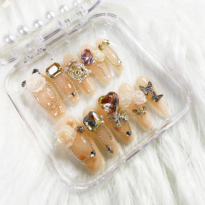 Garden full of spring scenery press on nails