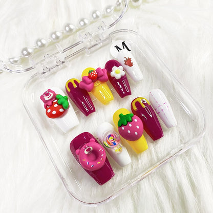 Strawberry jam press on nails