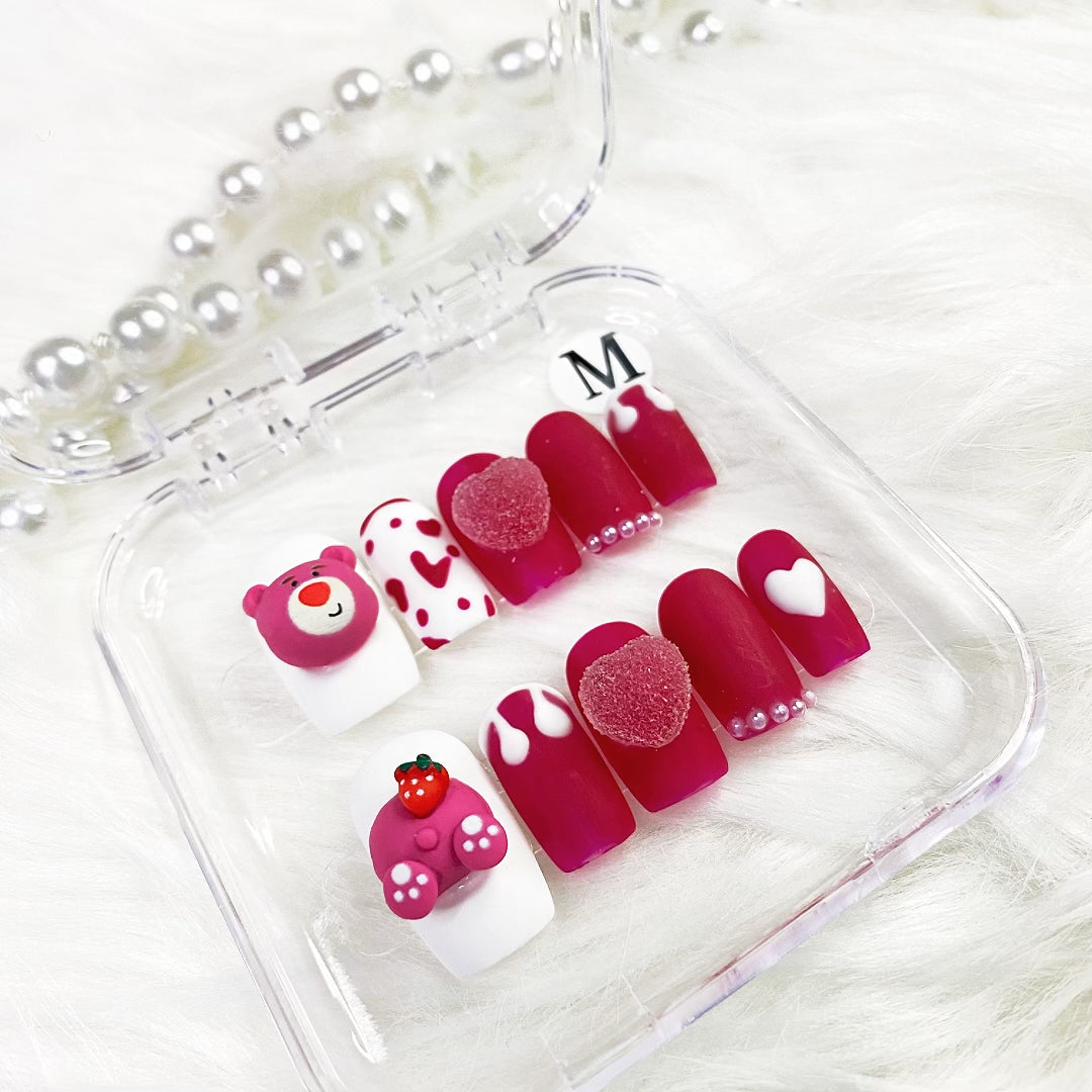 Strawberry Bear PRESS ON NAILS