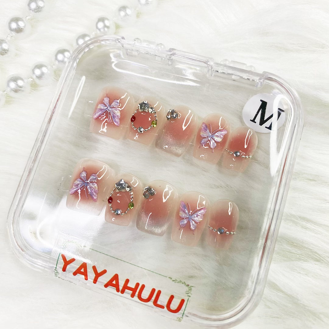 Nude Butterfly Magnetic Powder press on nails