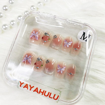 Nude Butterfly Magnetic Powder press on nails