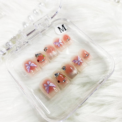 Nude Butterfly Magnetic Powder press on nails
