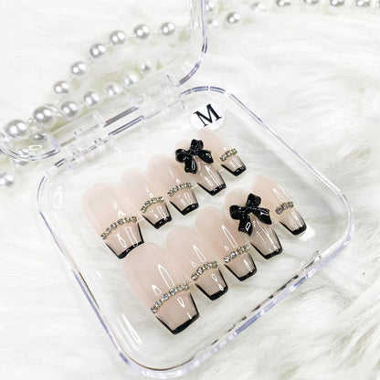 chain french BLACK PRESS ON NAILS