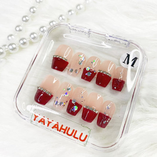 Red French chain PRESS ON NAILS