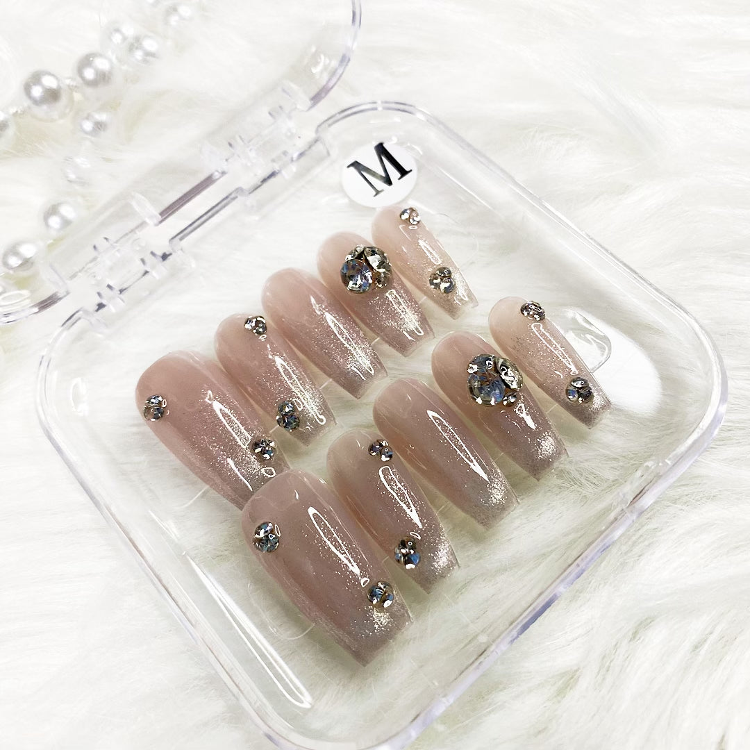 crystal cat eye PRESS ON NAILS
