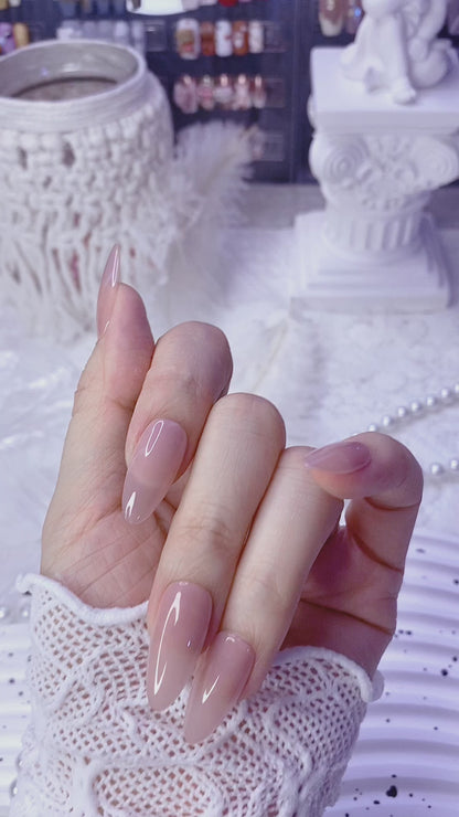 Handmade Gel Press-On Nails | Simple Everyday Nude Almond Shape False Nails