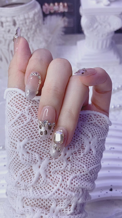 Sunset Glow Luxury Handmade Press-On Nails, Elegant Leopard Print Cat Eye Design, High-End Maillard Effect False Nails